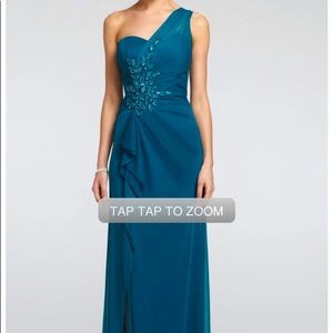 Beautiful teal gown. Worn only once, dry cleaned.